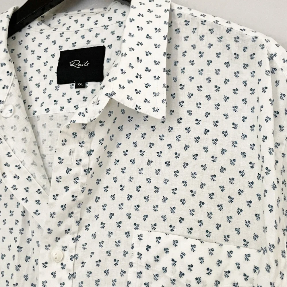 RAILS Men’s Carson Bleu Fleur Button Collar Shirt XXL